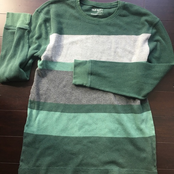 Old Navy Other - Old Navy Men L green/gray stripe waffle longsleeve